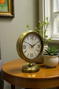 Retro Görünümlü Eskitme Metal Masa Saati 25 x 20 cm · Model MS-2016E