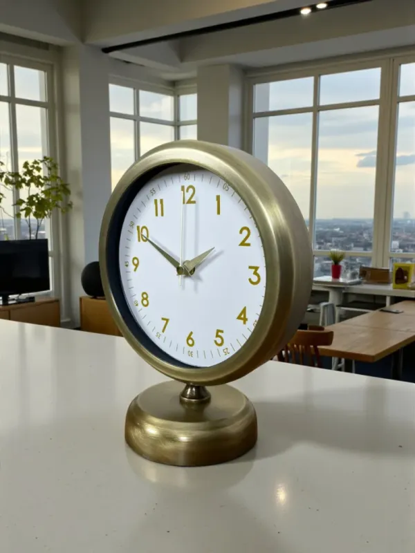 Retro Görünümlü Eskitme Metal Masa Saati 25 x 20 cm · Model MS-2043E