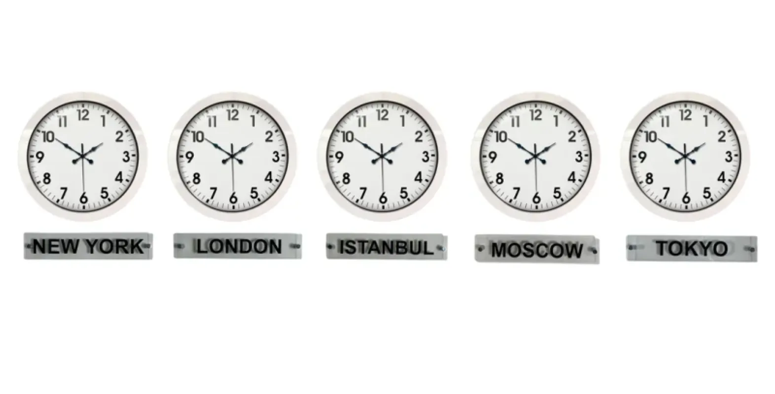 5 li Tabelalı 36 Cm Beyaz Metal Dünya Saati