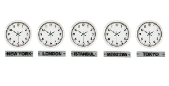 5 li Tabelalı 36 Cm Beyaz Metal Dünya Saati