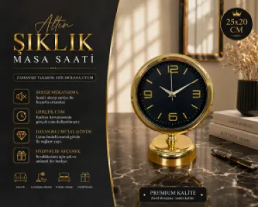 Gold Metal Masa Saati 25 x 20 cm · Model MS-2044G