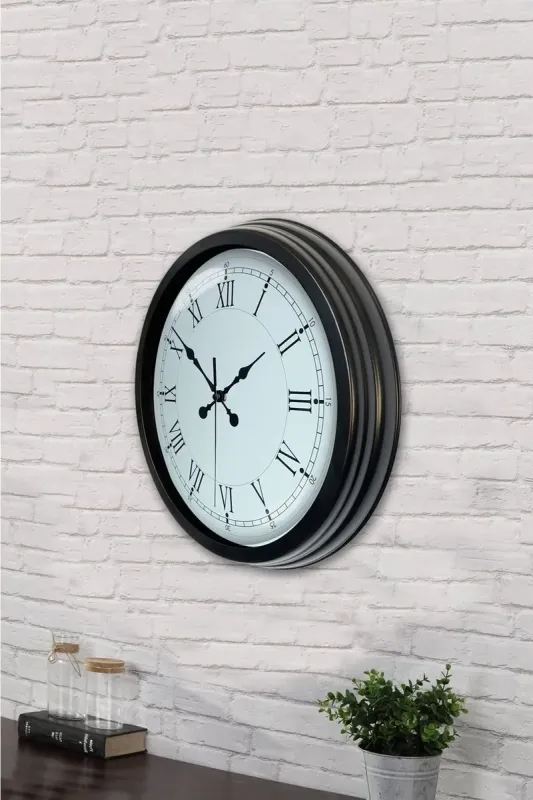 Retro Görünümlü Siyah Metal Duvar Saati 40 cm · Model 4055B