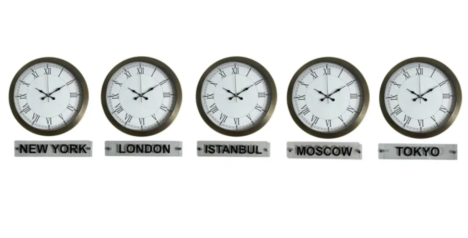 5 li Tabelalı 36 Cm Eskitme Metal Dünya Saati