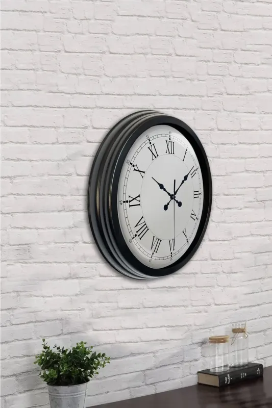 Retro Görünümlü Siyah Metal Duvar Saati 40 cm · Model 4055B