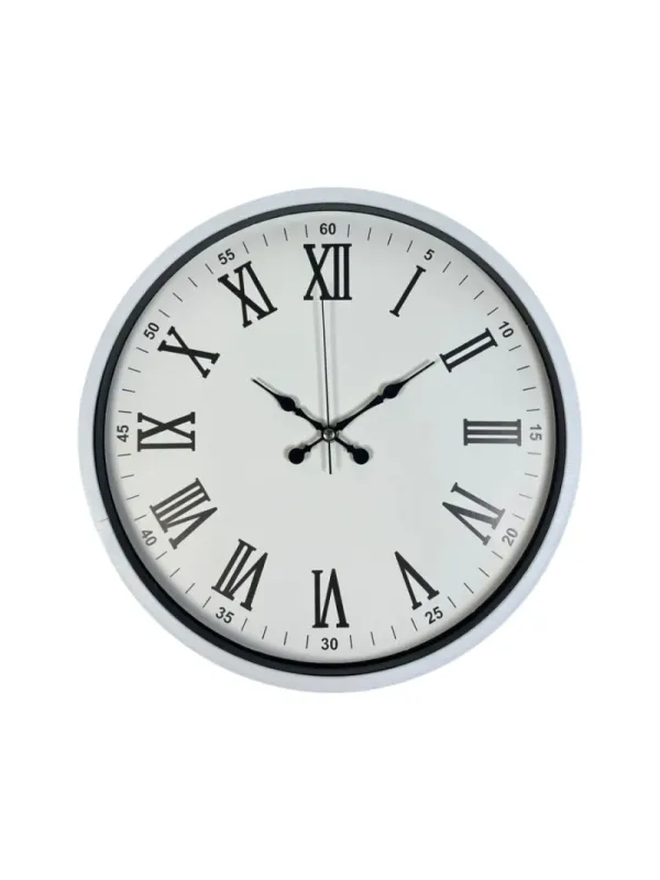 Roma Rakamlı Beyaz Plastik Duvar Saati 36 cm · Model PP-3654W
