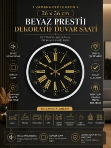 Beyaz Plastik Duvar Saati 36 cm · Model PP-3658W