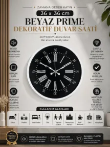 Beyaz Plastik Duvar Saati 36 cm · Model PP-3659W