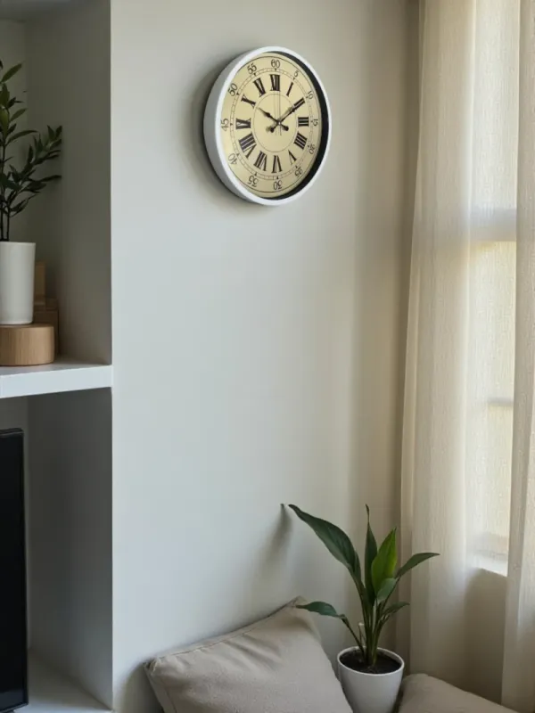 Retro Görünümlü Beyaz Plastik Duvar Saati 36 cm · Model PP-3665W