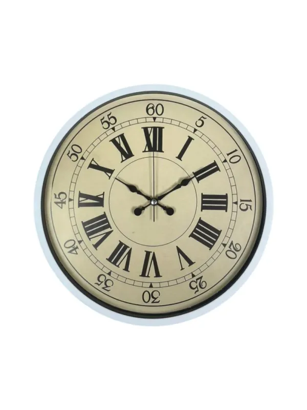 Retro Görünümlü Beyaz Plastik Duvar Saati 36 cm · Model PP-3665W