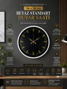 Beyaz Plastik Duvar Saati 36 cm · Model PP-3688W