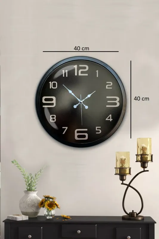 Siyah Metal Duvar Saati 40 cm · Model 4009B
