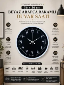 Beyaz Plastik Duvar Saati 36 cm · Model PP-3692W