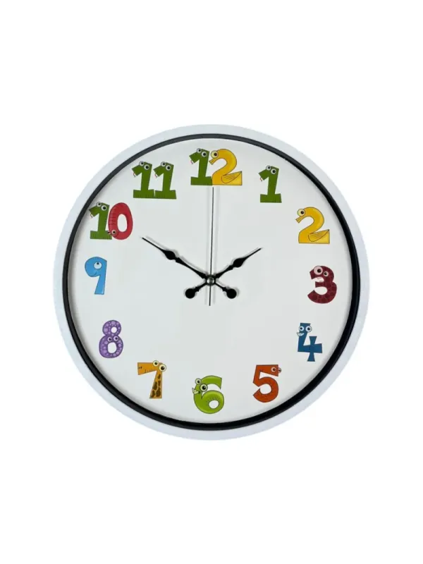 Çocuk Odası Beyaz Plastik Duvar Saati 36 cm · Model PP-3694W