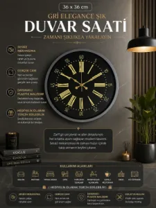 Gri Plastik Duvar Saati 36 cm · Model PP-3658K