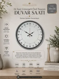 Göstergeli Gri Plastik Duvar Saati 36 cm · Model PP-3697K