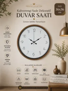 Kahverengi Plastik Duvar Saati 36 cm · Model PP-3604I