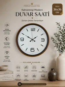 Kahverengi Plastik Duvar Saati 36 cm · Model PP-3608I