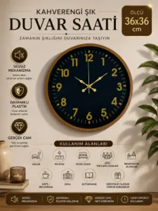 Kahverengi Plastik Duvar Saati 36 cm · Model PP-3623I