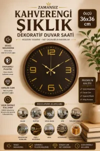 Kahverengi Plastik Duvar Saati 36 cm · Model PP-3644I