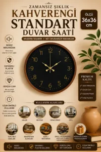 Kahverengi Plastik Duvar Saati 36 cm · Model PP-3646I