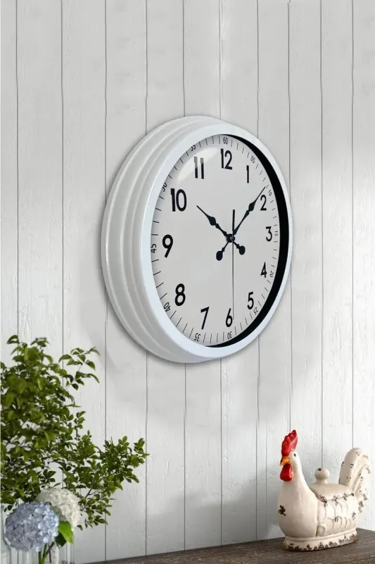 Beyaz Metal Duvar Saati 40 cm · Model 4005W