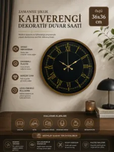 Roma Rakamlı Kahverengi Plastik Duvar Saati 36 cm · Model PP-3672I