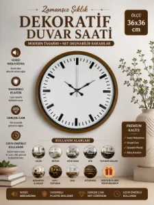 Kahverengi Plastik Duvar Saati 36 cm · Model PP-3689I