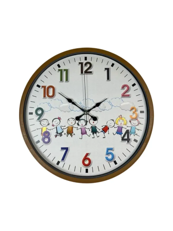 Çocuk Odası Kahverengi Plastik Duvar Saati 36 cm · Model PP-3693I