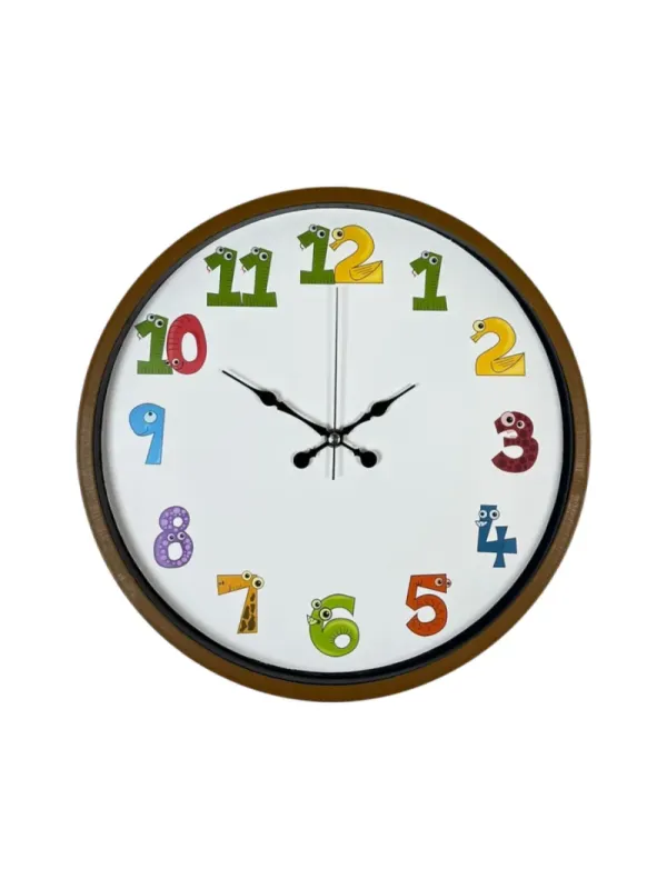 Çocuk Odası Kahverengi Plastik Duvar Saati 36 cm · Model PP-3694I