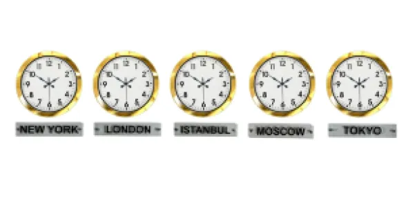 5 li Tabelalı 36 Cm Gold Metal Dünya Saati
