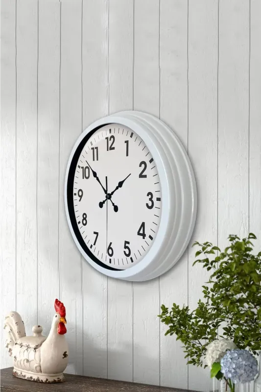 Beyaz Metal Duvar Saati 40 cm · Model 4001W