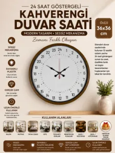 Göstergeli Kahverengi Plastik Duvar Saati 36 cm · Model PP-3697I