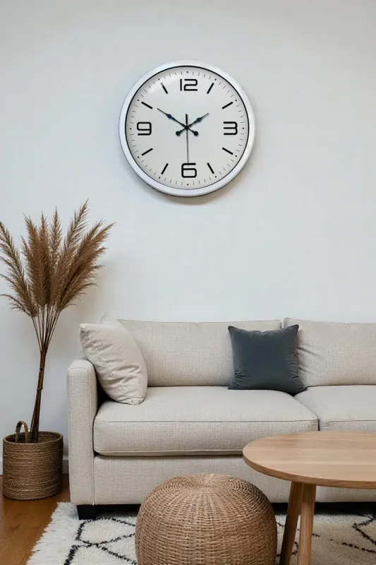 Beyaz Metal Duvar Saati 40 cm · Model 4008W
