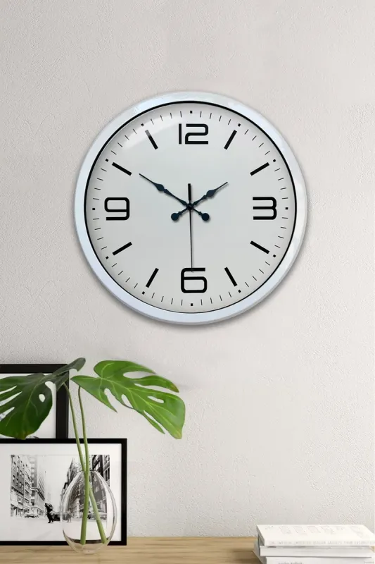Beyaz Metal Duvar Saati 40 cm · Model 4008W