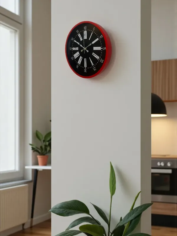 Kırmızı Plastik Duvar Saati 36 cm · Model PP-3659R