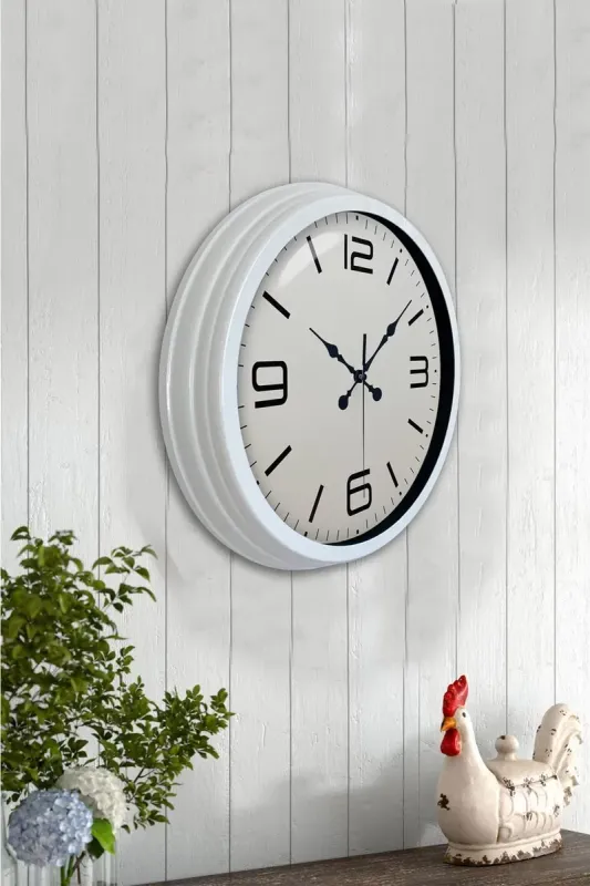Beyaz Metal Duvar Saati 40 cm · Model 4008W