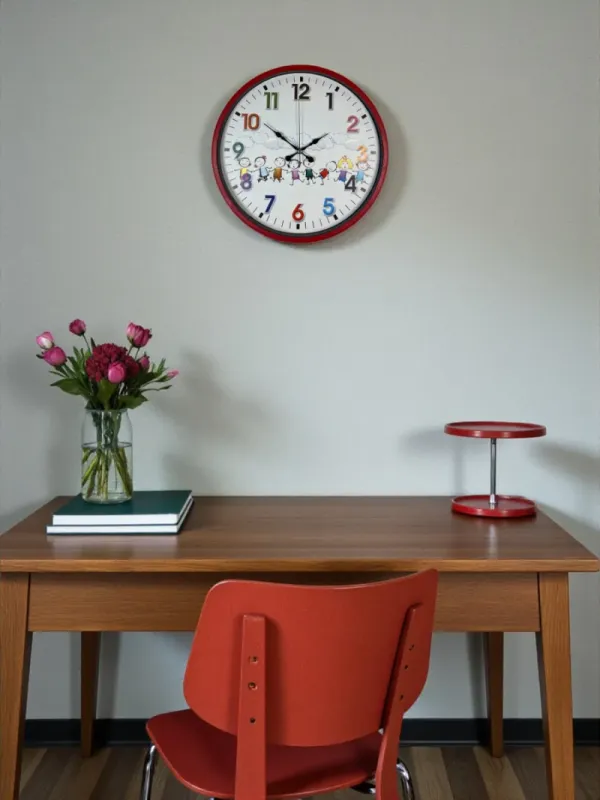 Çocuk Odası Kırmızı Plastik Duvar Saati 36 cm · Model PP-3693R
