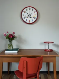 Çocuk Odası Kırmızı Plastik Duvar Saati 36 cm · Model PP-3693R
