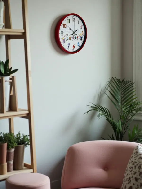 Çocuk Odası Kırmızı Plastik Duvar Saati 36 cm · Model PP-3693R