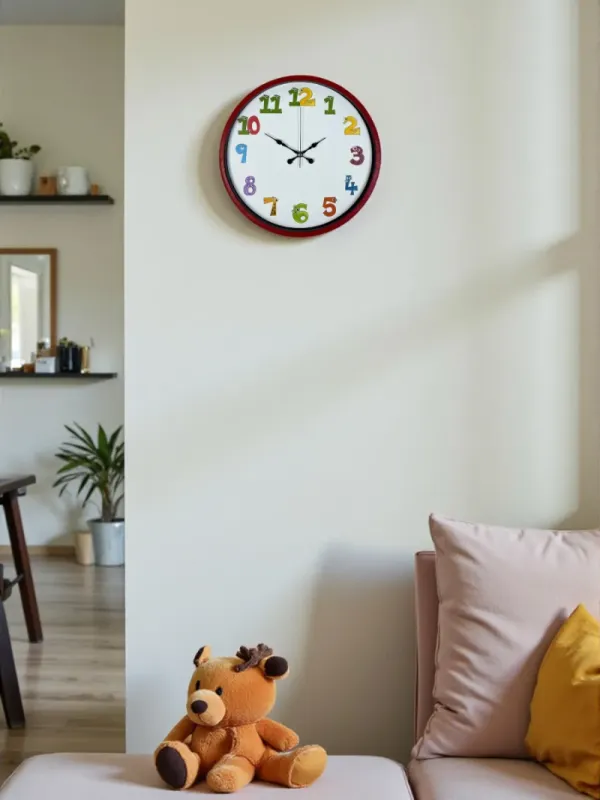 Çocuk Odası Kırmızı Plastik Duvar Saati 36 cm · Model PP-3694R