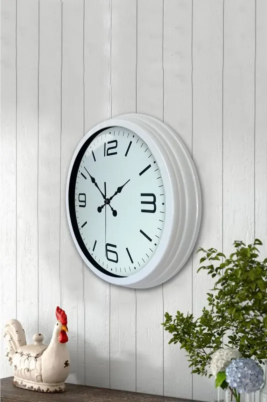 Beyaz Metal Duvar Saati 40 cm · Model 4008W