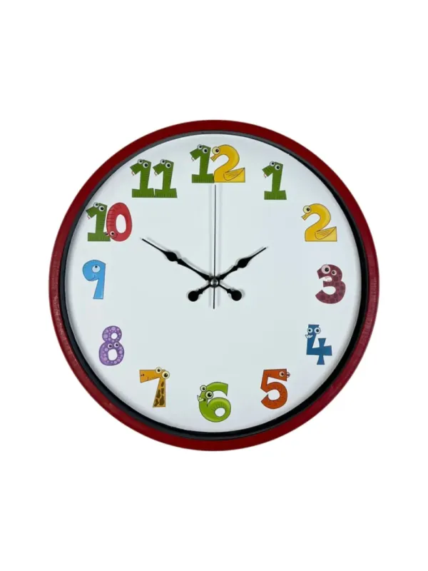 Çocuk Odası Kırmızı Plastik Duvar Saati 36 cm · Model PP-3694R
