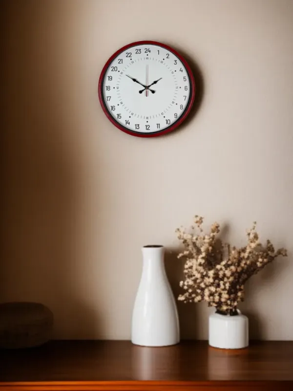 Göstergeli Kırmızı Plastik Duvar Saati 36 cm · Model PP-3697R