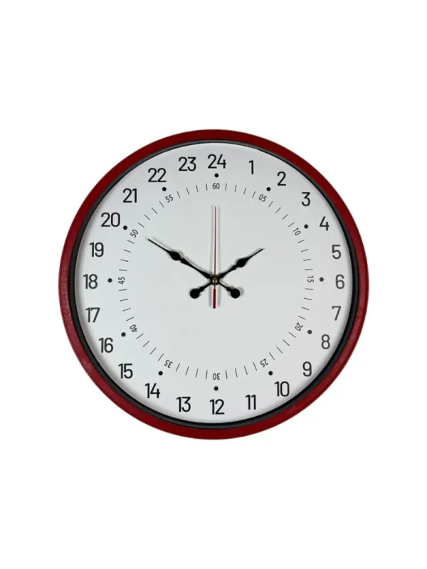 Göstergeli Kırmızı Plastik Duvar Saati 36 cm · Model PP-3697R