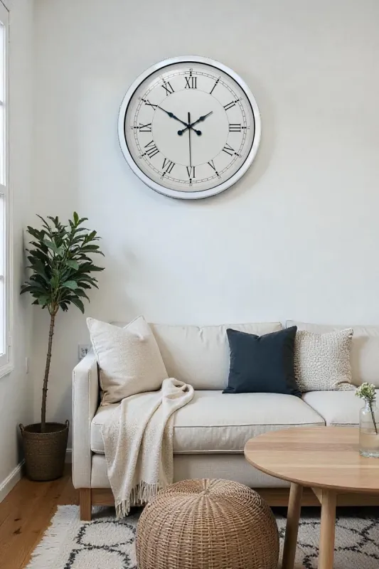 Retro Görünümlü Beyaz Metal Duvar Saati 40 cm · Model 4055W