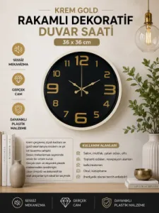 Krem Plastik Duvar Saati 36 cm · Model PP-3610X