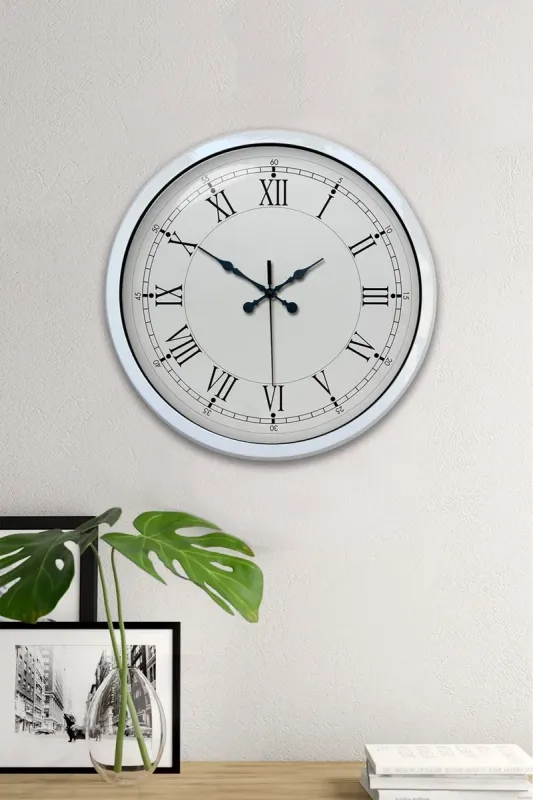 Retro Görünümlü Beyaz Metal Duvar Saati 40 cm · Model 4055W