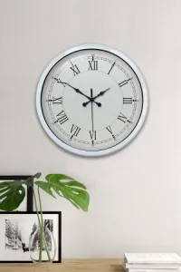 Retro Görünümlü Beyaz Metal Duvar Saati 40 cm · Model 4055W
