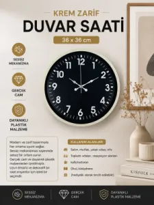 Krem Plastik Duvar Saati 36 cm · Model PP-3631X