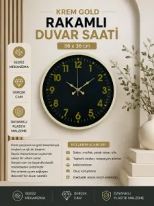 Krem Plastik Duvar Saati 36 cm · Model PP-3623X